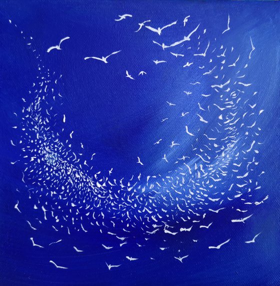 Soul Birds I - seascape, blue, small, gorgeous