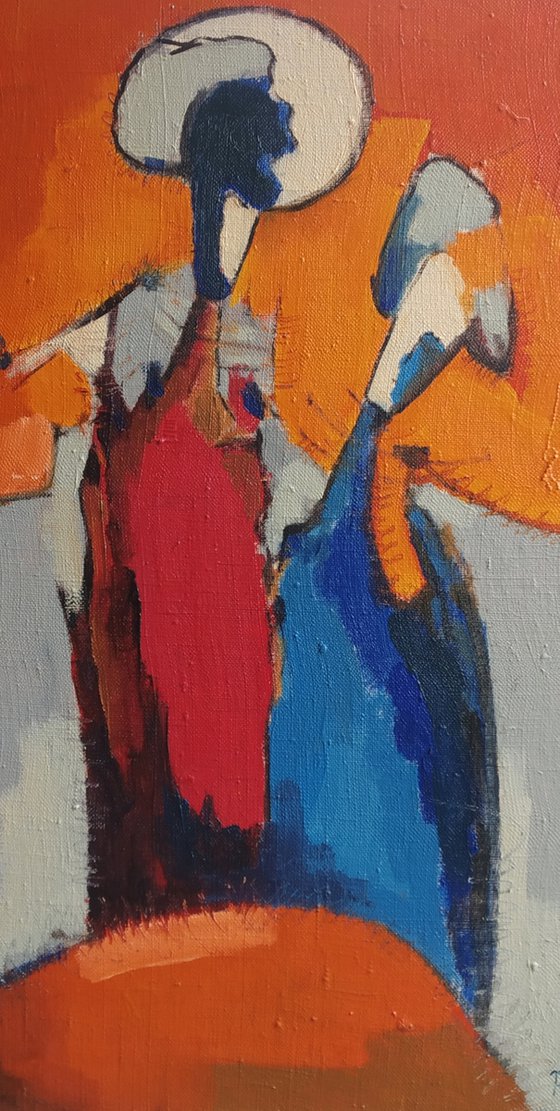 Abstract - Together (60x40cm, oil painting, ready to hang)