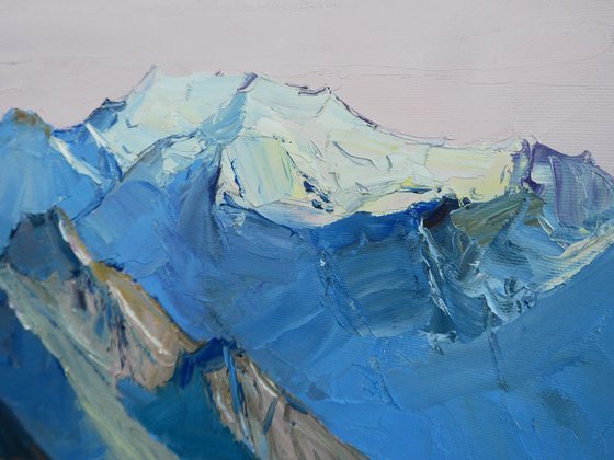 Winter mountains painting