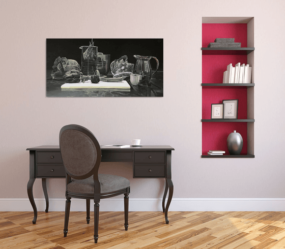 Milano Still Life Black and White Acrylic Painting