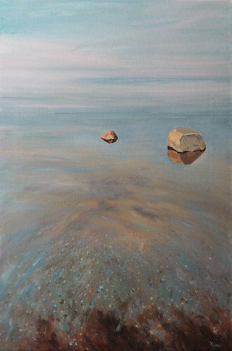 Impressionistic Landscape Oil Painting By Yuanyuan Liu, 24 X 35", Stillness, Original Artwork