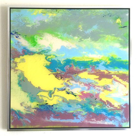 Abstract Painting Contemporary Original art on Plexiglass One of a kind  Framed  Ready to Hang Signed with Certificate of Authenticity