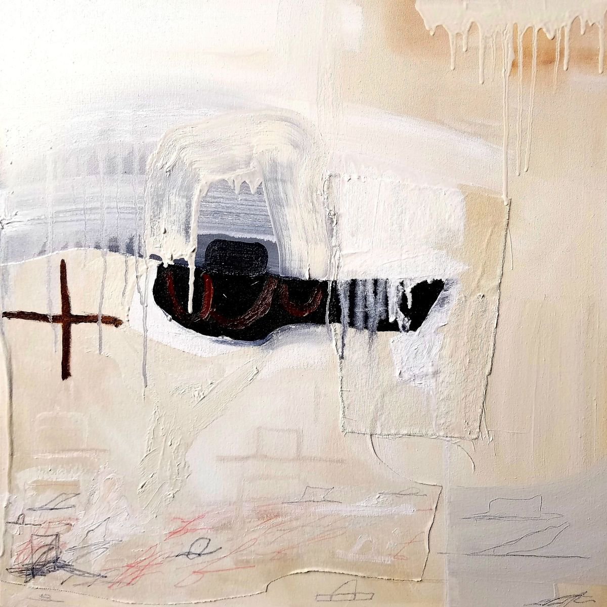 Expressive Transport Collage By Shelton Walsmith, 28 X 28", Turn About, Original Artwork