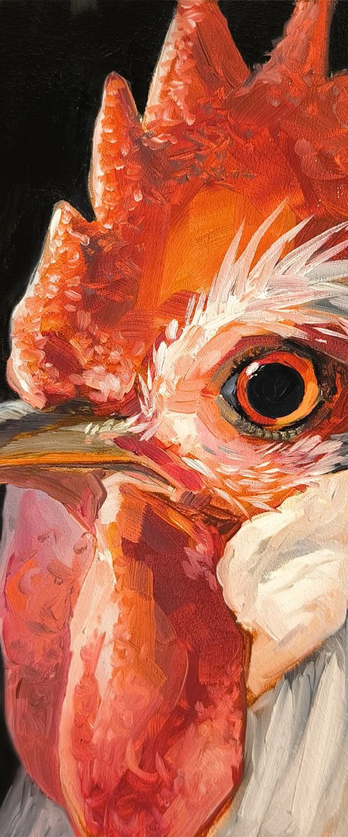 Rooster in profile by TETIANA PANTIUKH