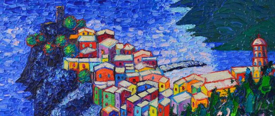 VERNAZZA CINQUE TERRE ITALY 12 modern impressionist impasto palette knife oil painting - commission painting