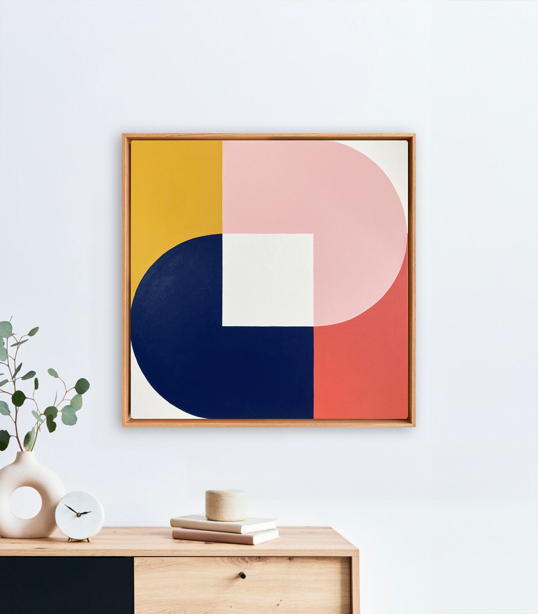 Geometric Abstract Acrylic Painting By Liam Roberts, 25 X 25", Ember, Original Artwork