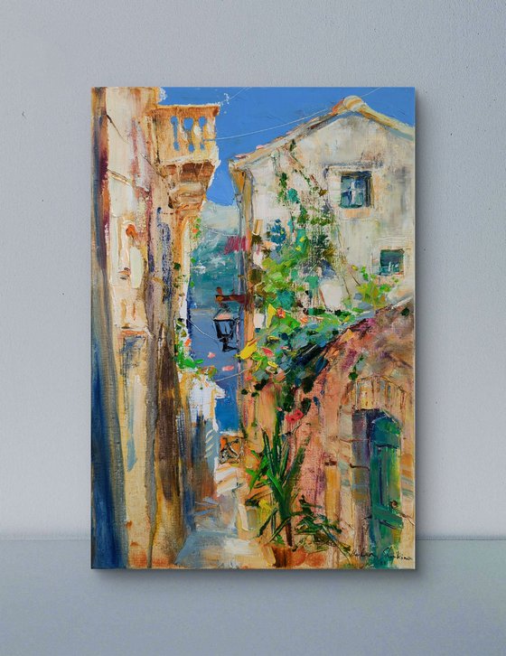 Sunny street in Italian style