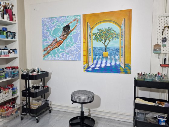 Seascape with lemon tree