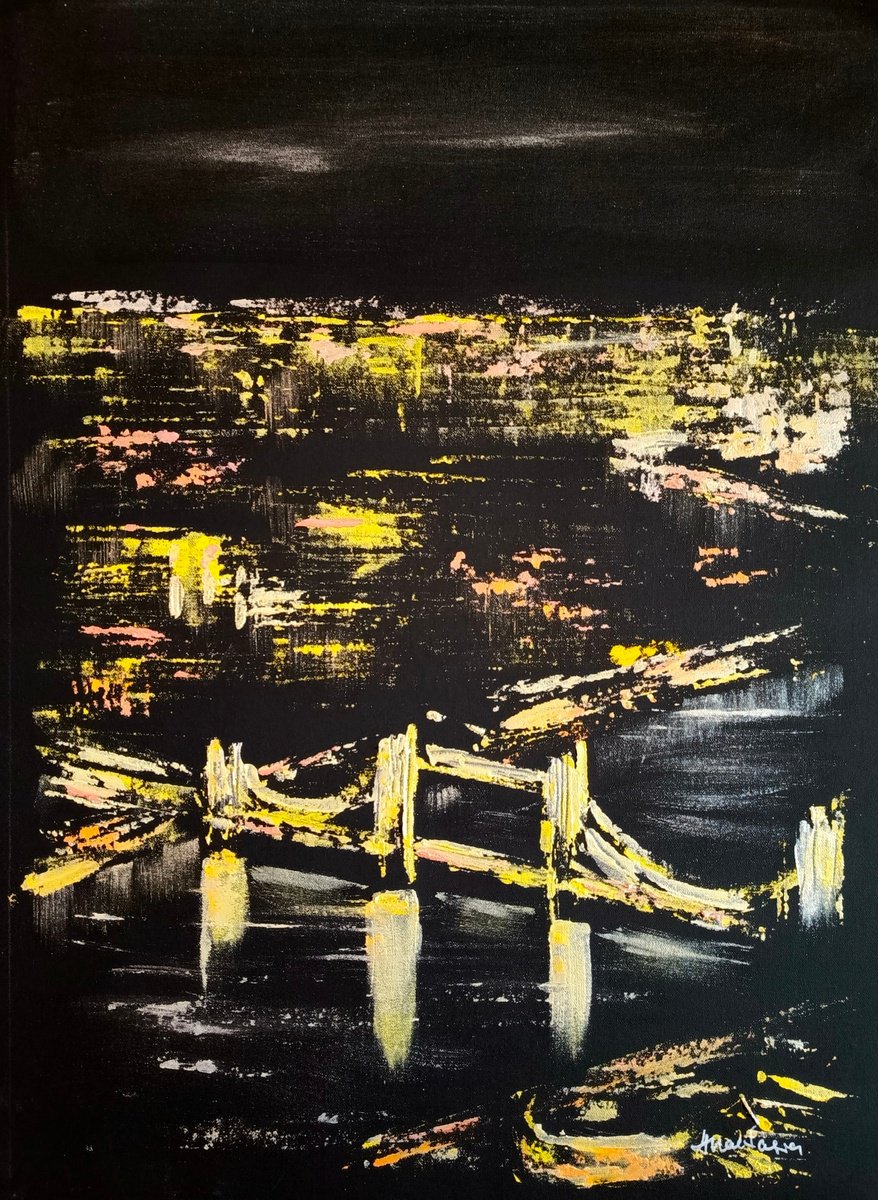 Night London tower city lights by Anastasia Art Line