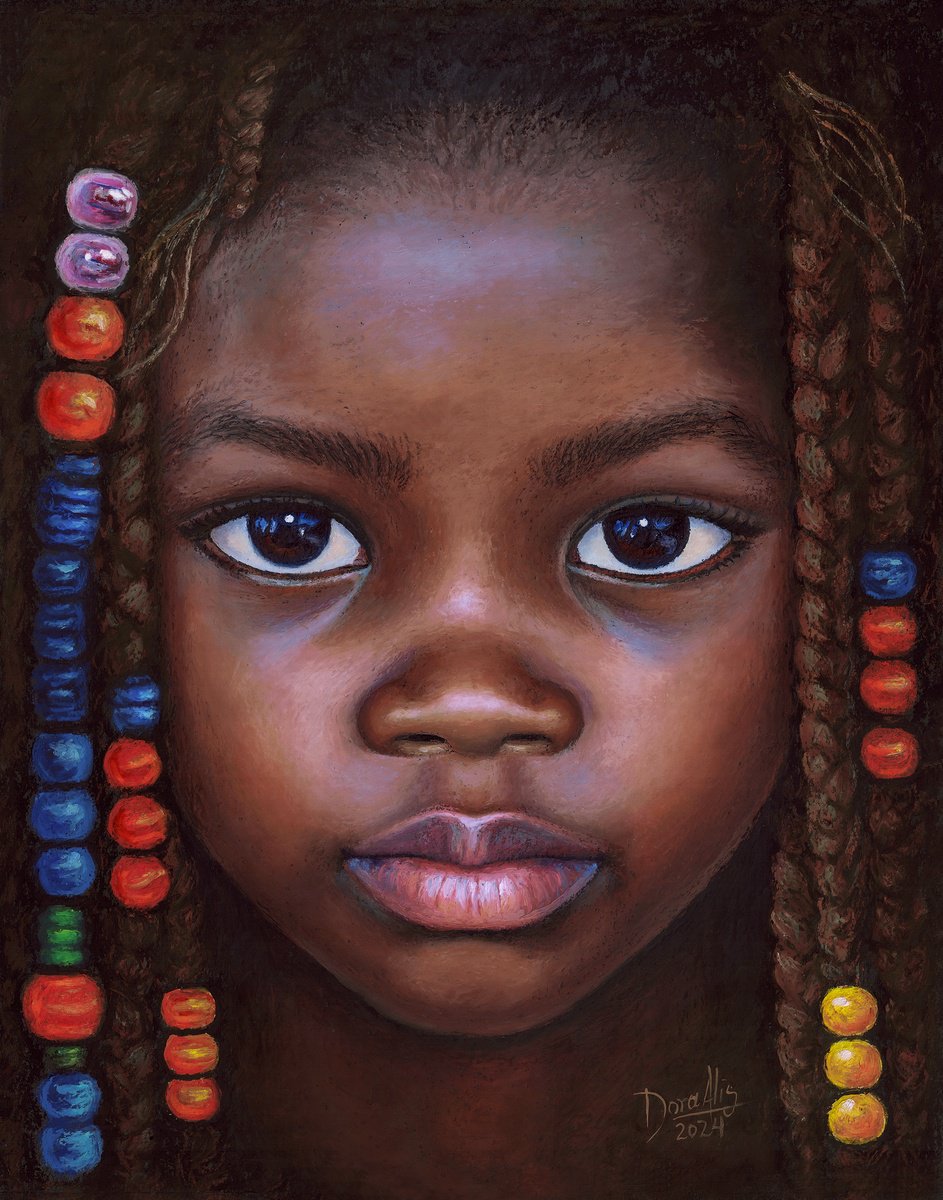 Expressive Portrait Painting By Dora Alis Mera Velasco, 11 X 14, Colors Of Innocence 8, Original Artwork