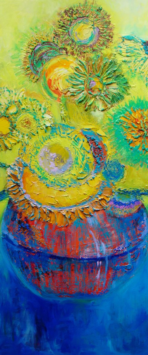 Sunflowers in Blue by Lesley Blackburn