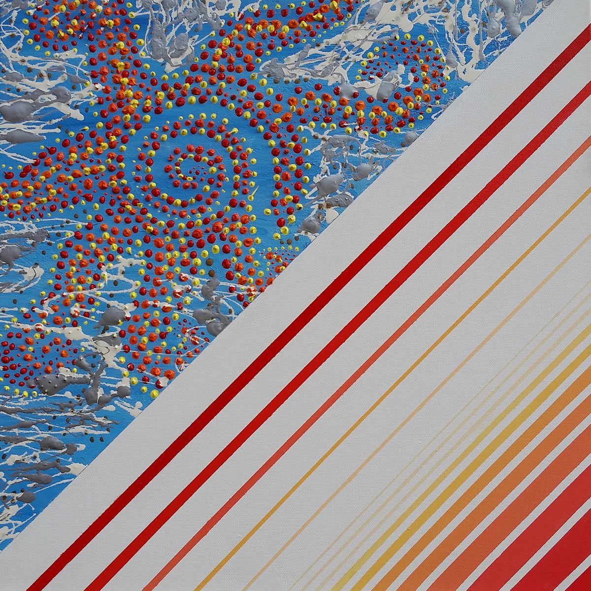 Geometric Abstract Painting By Alexandra Romano, 20 X 20, Sun Dance, Original Artwork