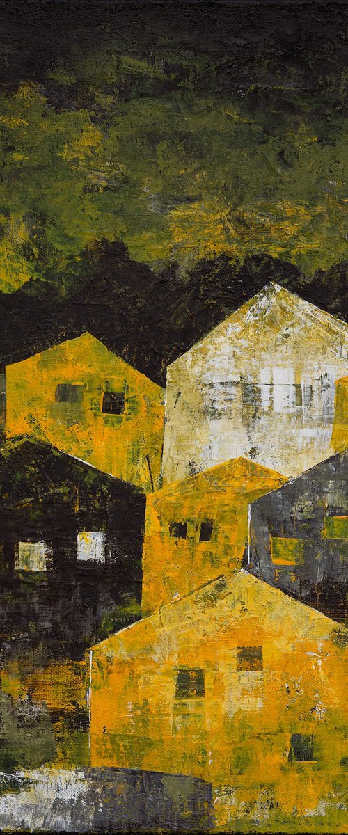 Yellow Town Nocturne by Peter Zelei