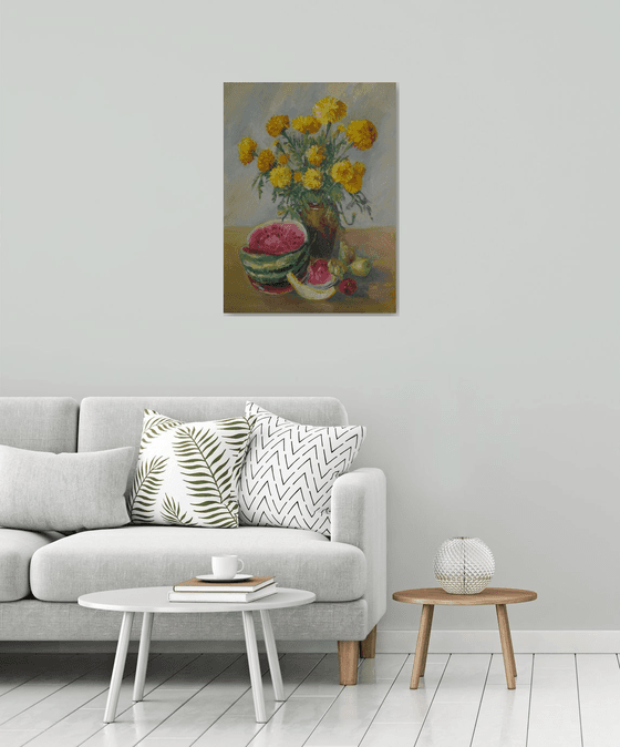 Still life with watermelon