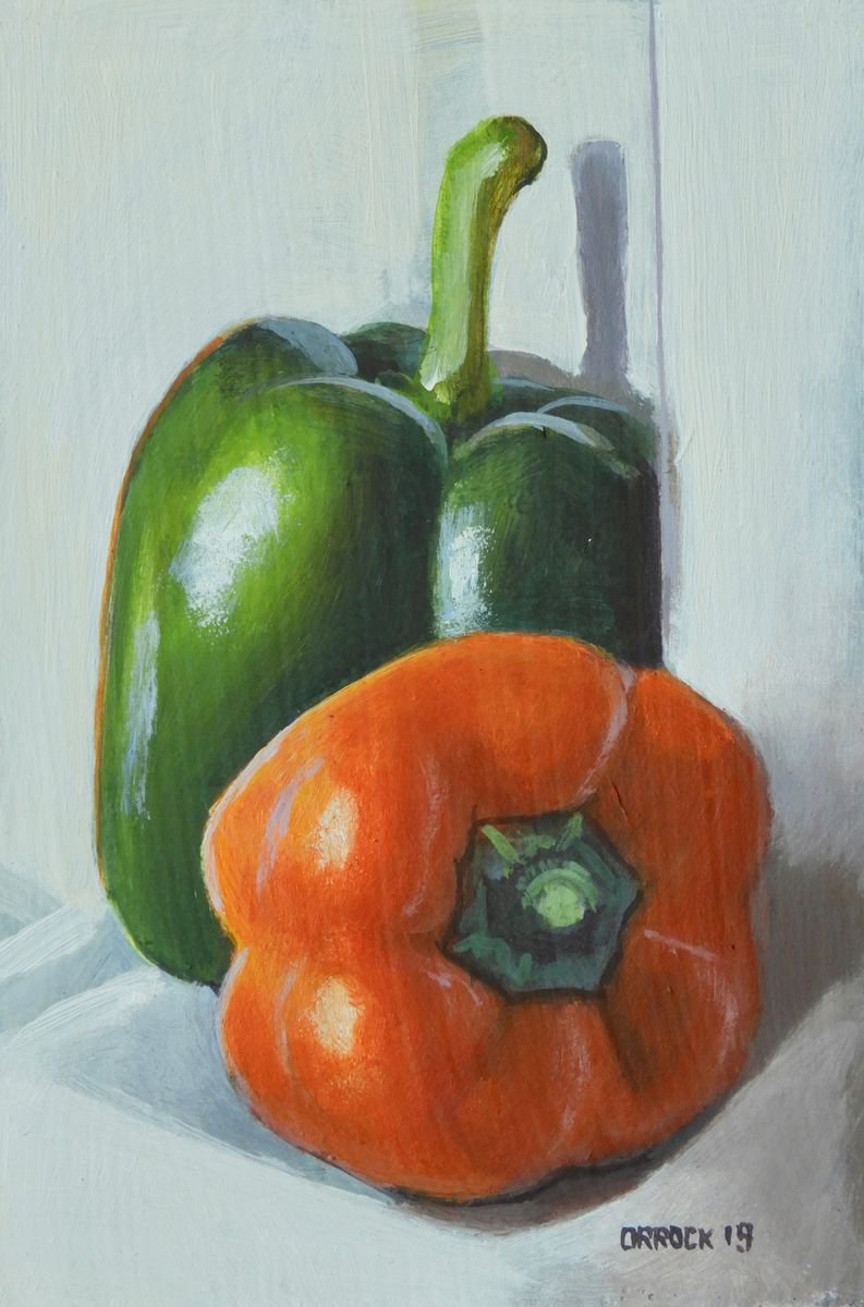 Green & Orange Pepper by Peter Orrock