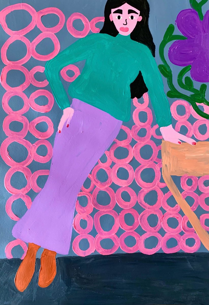 Urban And Pop Portrait Acrylic Painting By Aurora Camaiani, 14 X 20, Wallpaper, Original Artwork