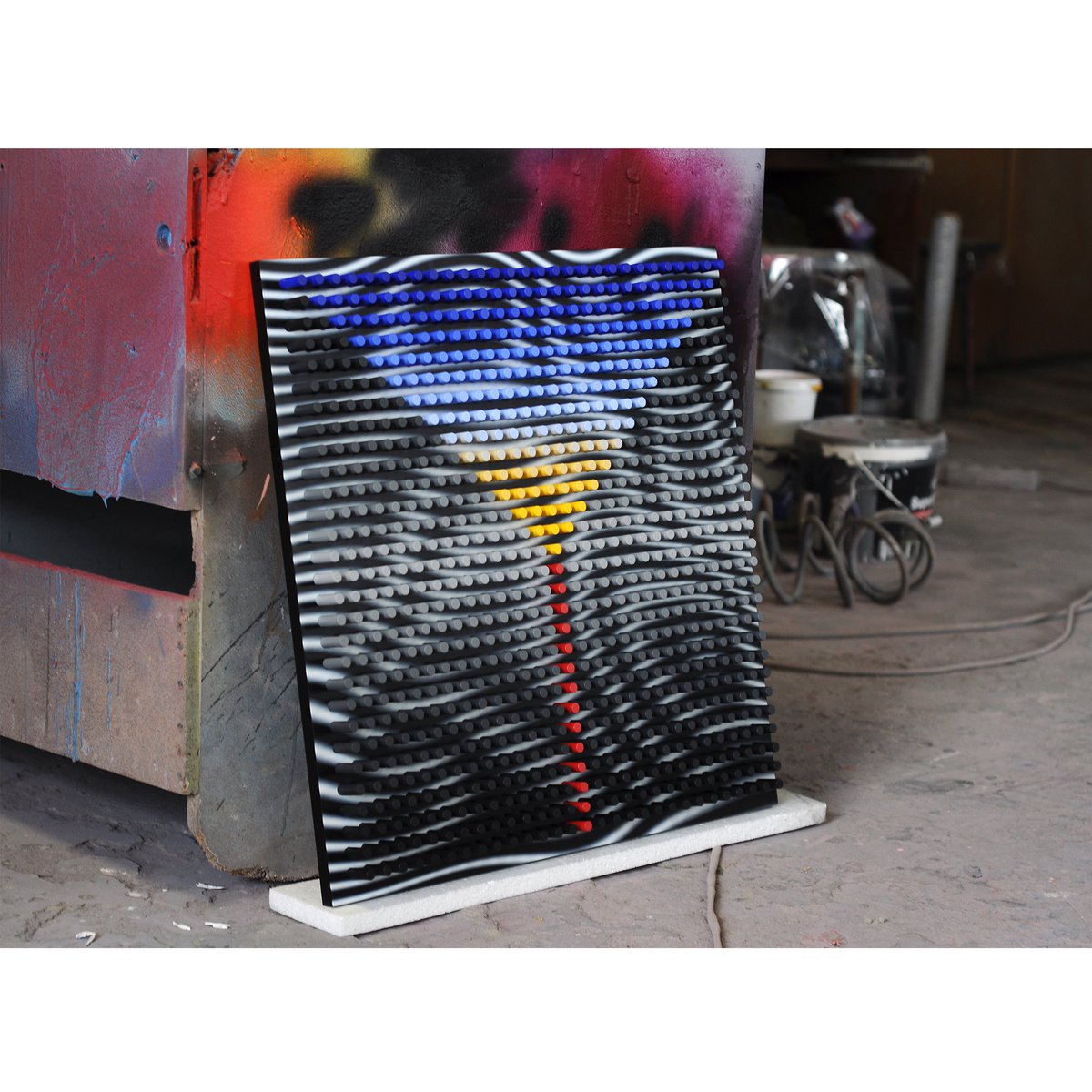 Geometric Abstract Wood Sculpture By Nazar Symotiuk, 24 X 24", The Price Of Freedom, Original Artwork