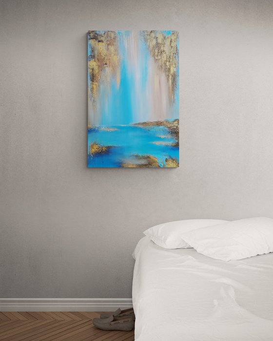 A XL large original modern semi-abstract painting "Shine"