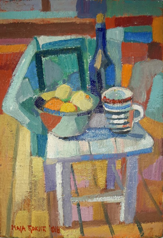 Still life with fruit No 2 , miniature11x16 cm