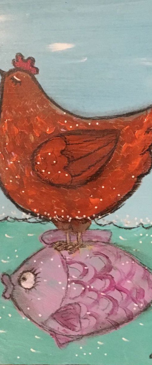 That’s what friends are for. Chicken, fish, abstract by Anya Getter