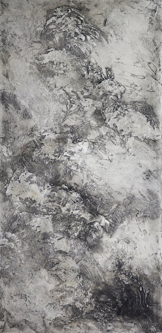 Moon - Black, white and grey painting