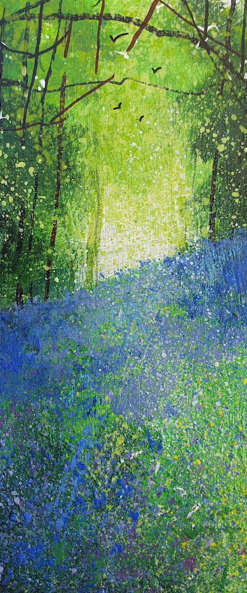 Seasons - Spring  Bluebells on a  Woodland Bank by Teresa Tanner