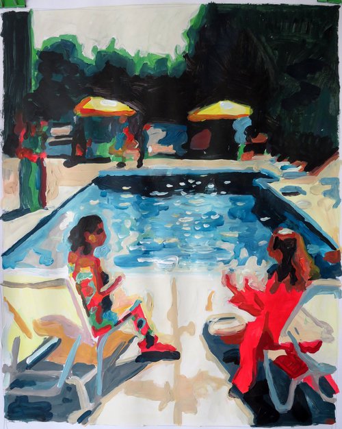 Poolside conversation by Stephen Abela