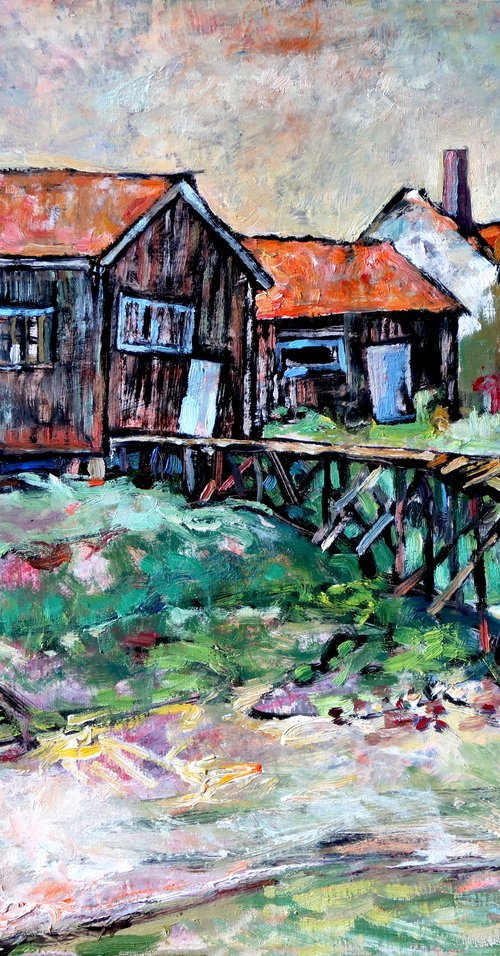 Old Pier at Port de la Grève (La Tremblade) by Nikifor Swiristuhin