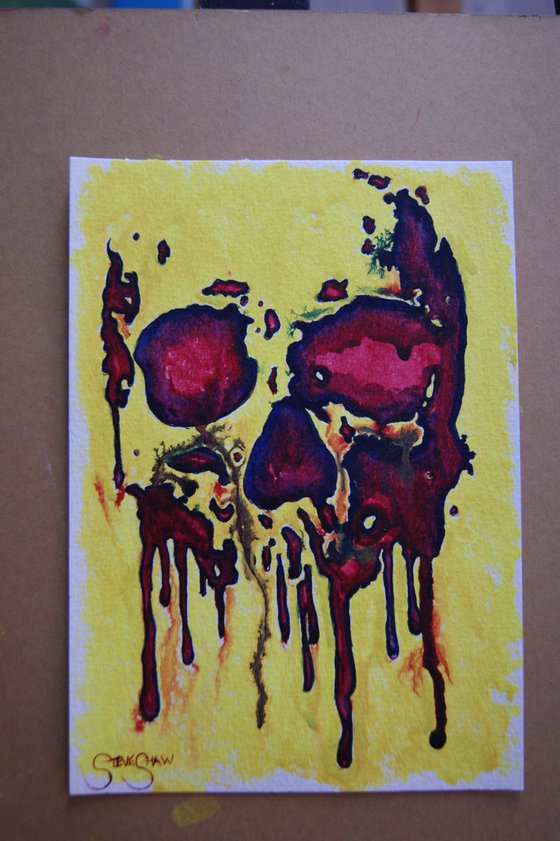Melting Skull. Watercolour sketch on paper.