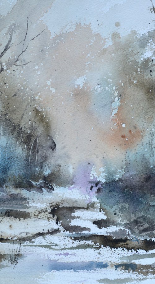 Misty wood watercolor by Pol Henry Ledent