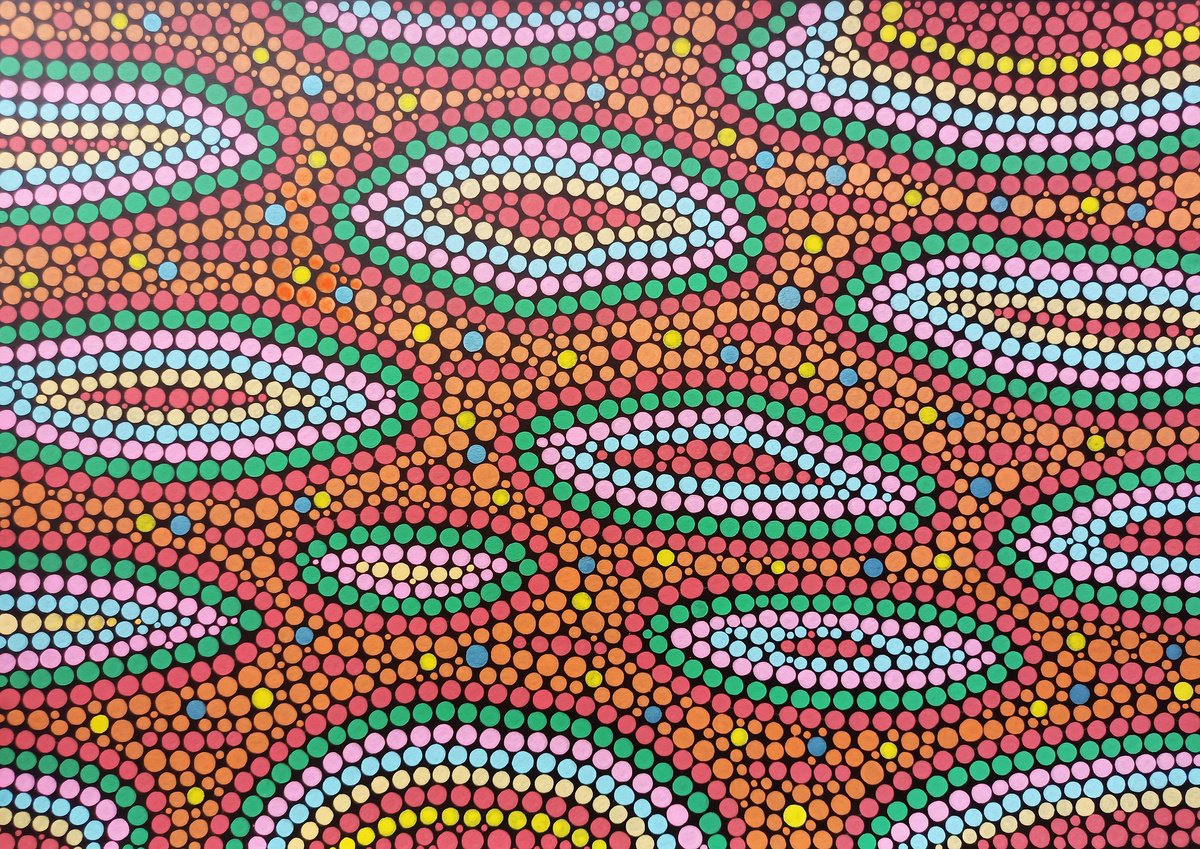 Organic Abstract Acrylic Painting By Veronika Demenko, 17 X 11", Organic Geometry N.31, Original Artwork