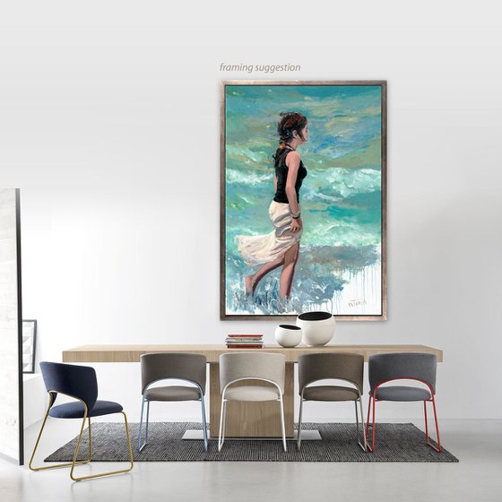 OFFER! Roxanne by the seashore IV (L'une 49) 54 x 37 in.