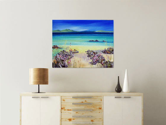 Scottish Beach with grasses and wild flowers