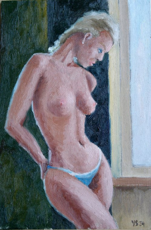 Female Figure Standing Near The Window by Juri Semjonov
