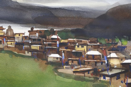 Kibber tiny, village in valley