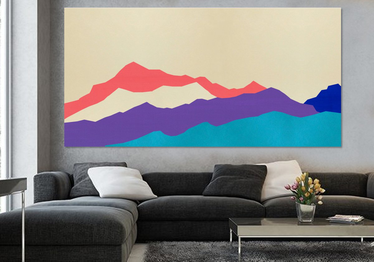 Abstract Mountains #28 - Extra Large Abstract Landscape - Shipping Rolled in a Tube by Arisha Monn