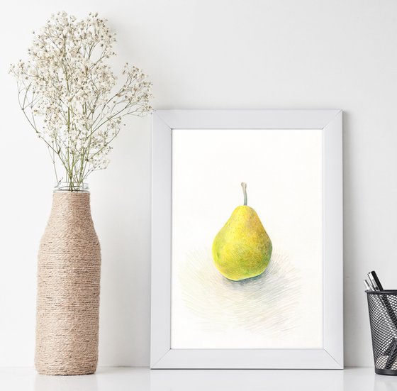 Yellow pear - colored pencils drawing