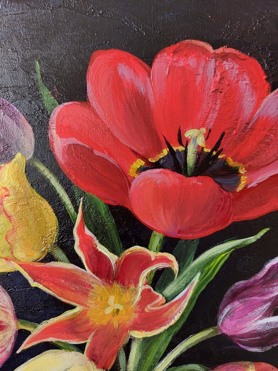 Tulips in Chinese Vase