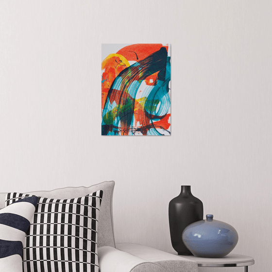 Orange and Blue Stripe 1 Acrylic Painting