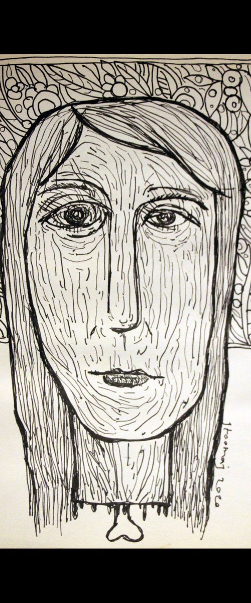 Theocracy 6 (Free Women!), Drawing with pen on paper, 15 x 21 cm by Jamaleddin Toomajnia