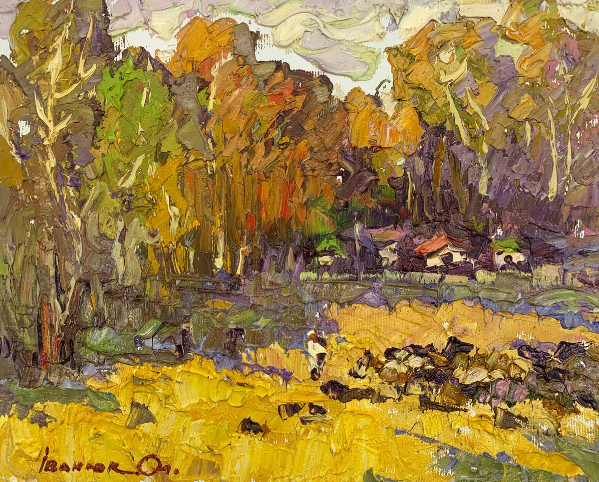 Impressionistic Landscape Oil Painting By Kalenyuk Alex, 10 X 8", On The Edge Of The Forest, Original Artwork