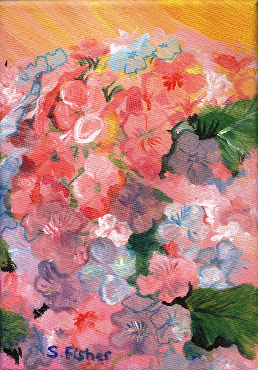 Hydrangea Acrylic Painting By Sandra Fisher Artfinder