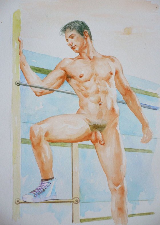 watercolour young man  #16-3-8