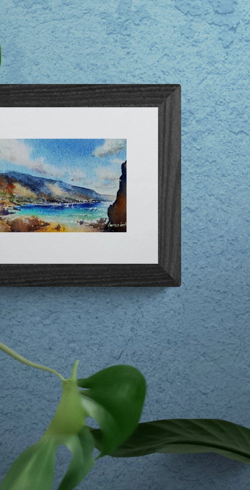 Perfect vacation | Original watercolor painting (2022) Hand-painted Art Small Artist | Mediterranean Europe Impressionistic by Larisa Carli