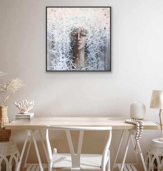 Spring garden. Portrait. one of a kind, original painting.