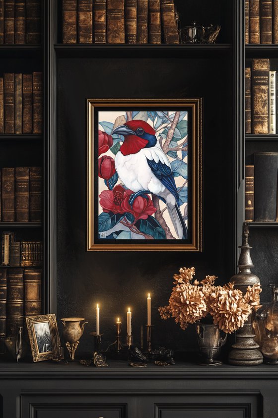 Crimson and Blue Headed Bird