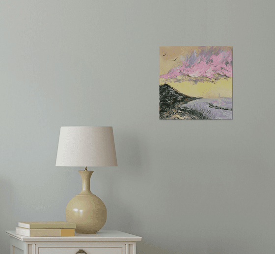 Rainbow clouds sunset 30x30cm