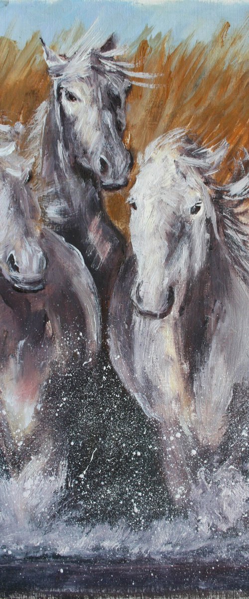 Horses  /  ORIGINAL OIL PAINTING by Salana Art Gallery