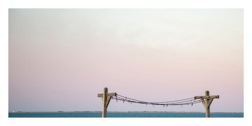 Clothesline Between Lighthouses, Provincetown - 30 x 15" by Brooke T Ryan