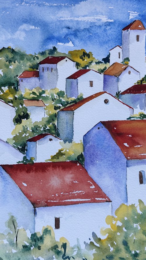 White Houses with Red Roofs by Irina Anis